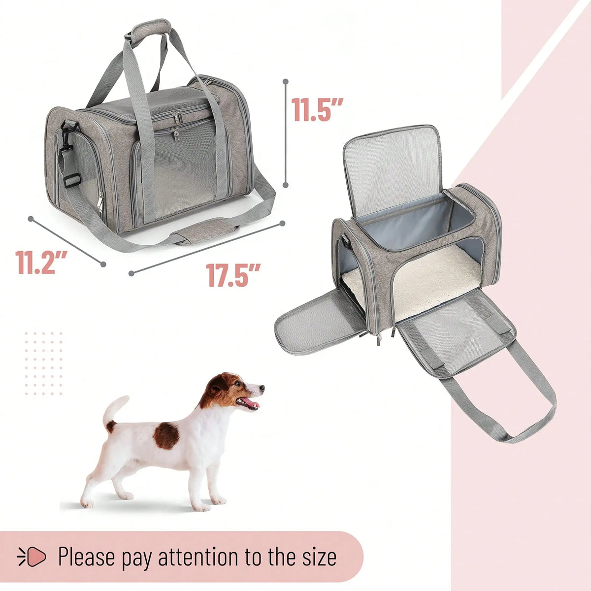 Portable Breathable Pet Travel Carrier With Removable Fleece Pad