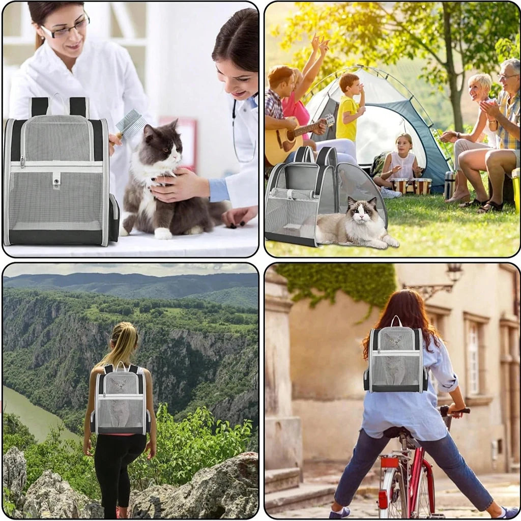 Breathable Mesh Pet Carrier Backpack for Cats and Dogs