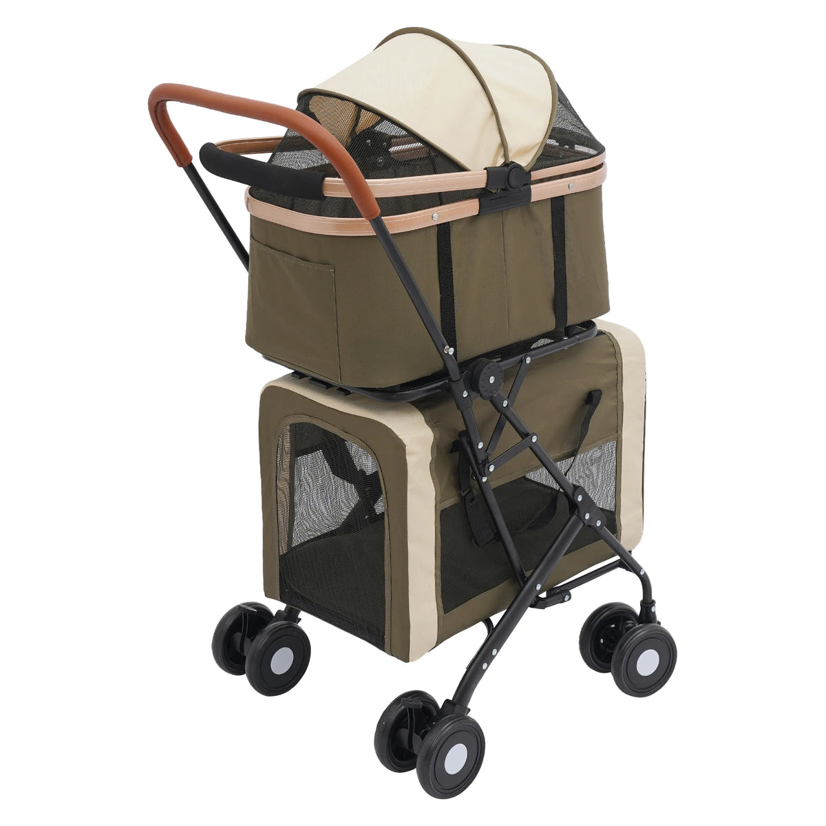 Bymaocar Foldable Two Tier Pet Stroller for Dogs and Cats