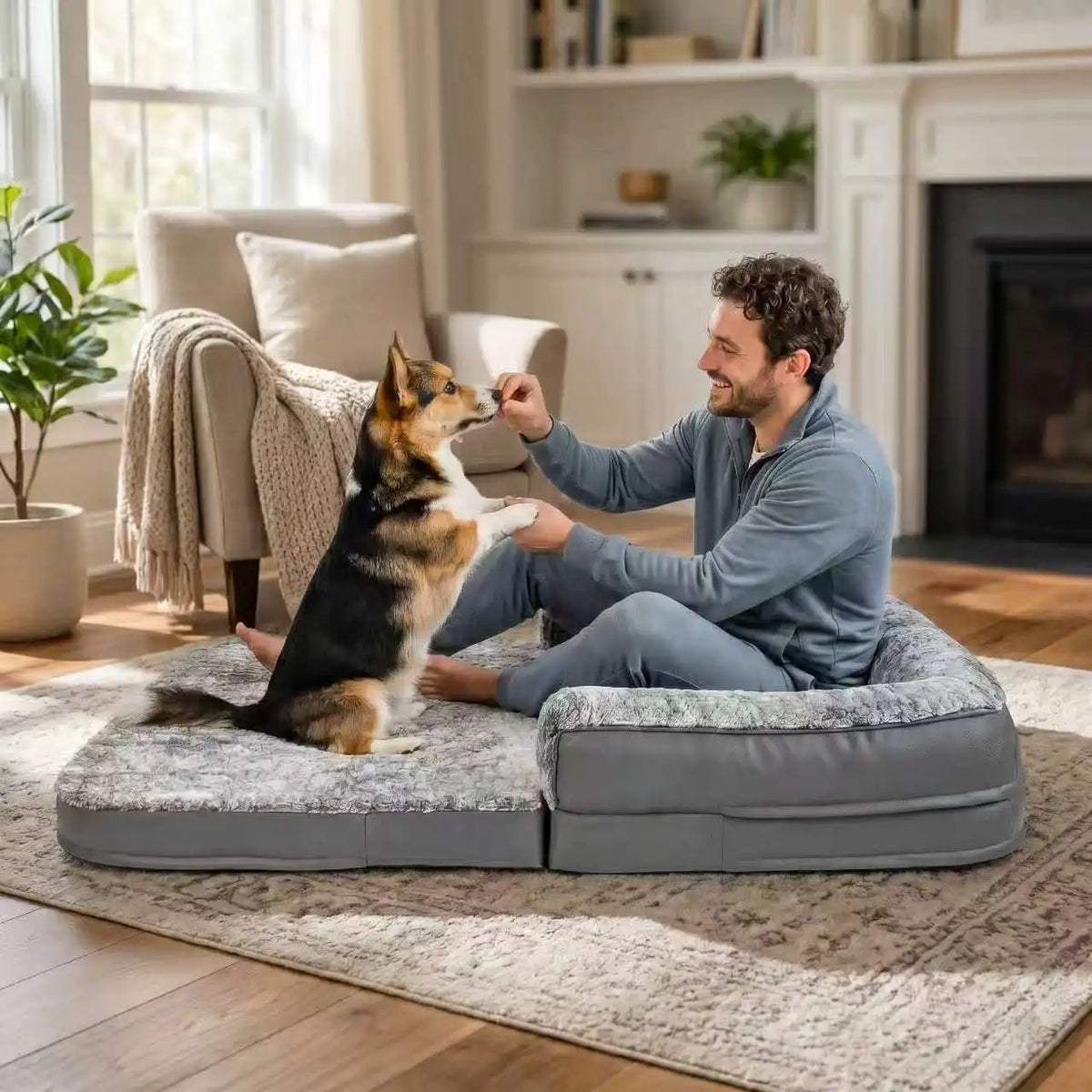 BINGOPAW Foldable Orthopedic Dog Bed with Washable Removable Cover