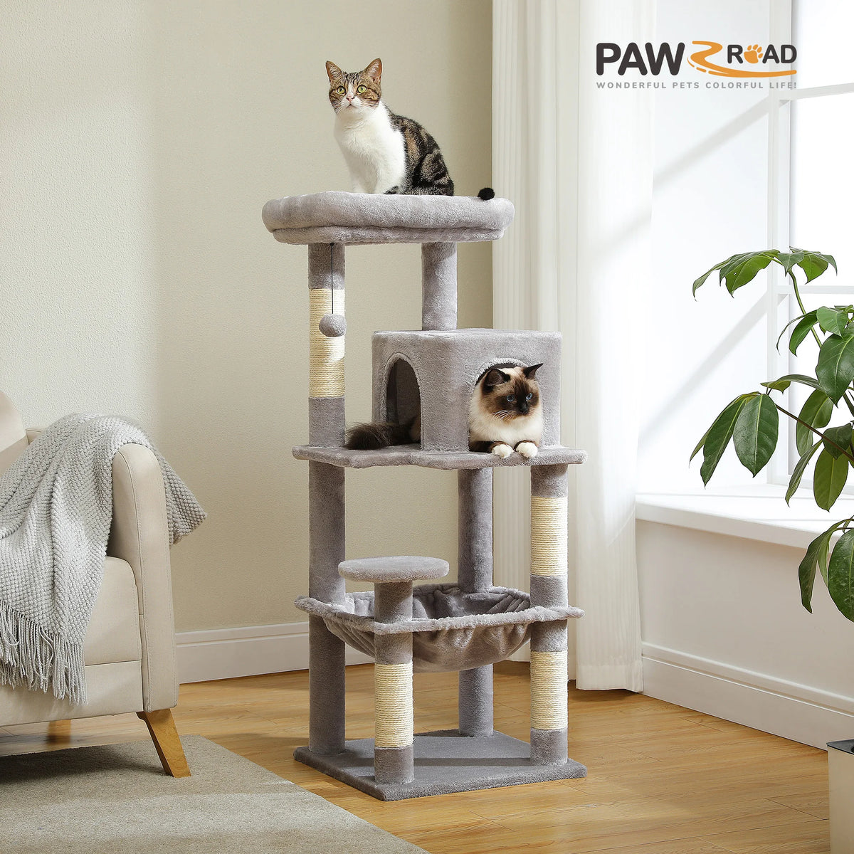 Petepela Premium Cat Tree Tower With Hammock And Top Platform