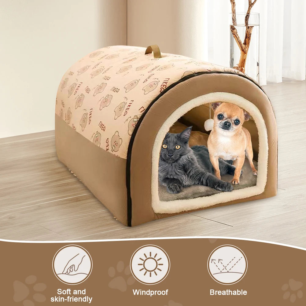 Comfortable Washable Velvet Pet Cave House for Cats and Dogs