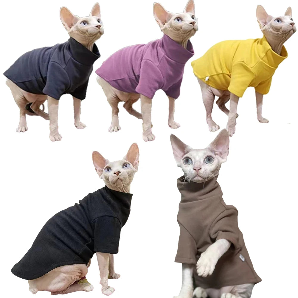 XLeiPet Sphynx Turtleneck Fleece Cat Sweater for Warmth and Comfort