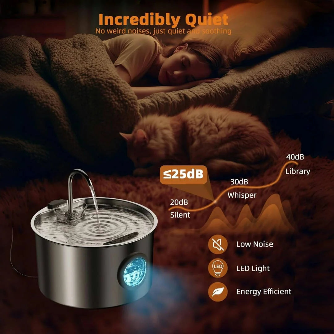 OPETH Stainless Steel Automatic Pet Water Fountain With Filters