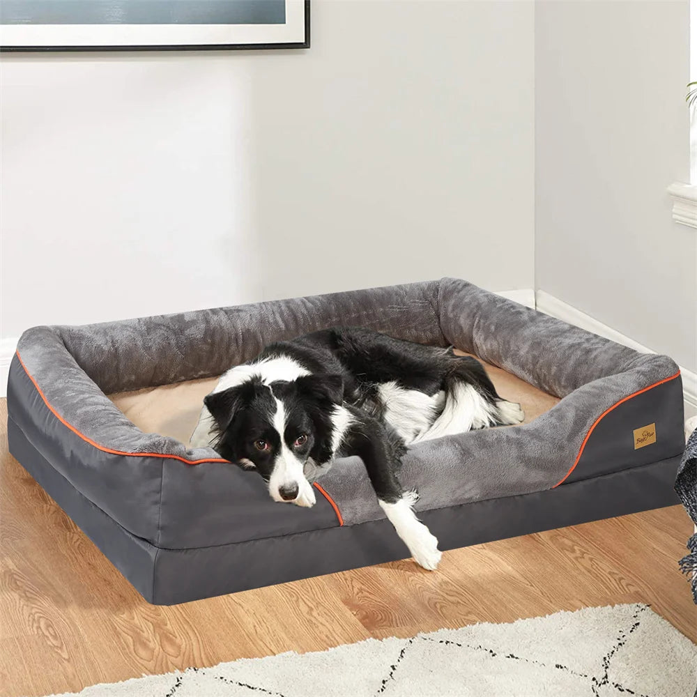 BORWART Orthopedic Memory Foam Dog Bed With Removable Waterproof Cover