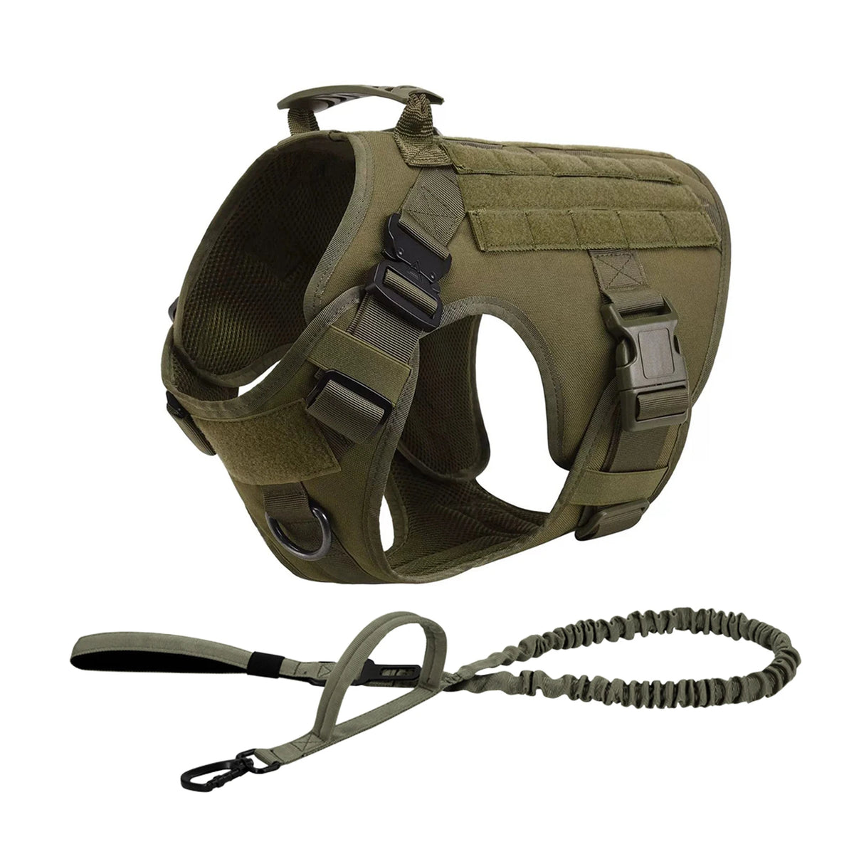PETRAVEL Tactical Dog Harness Collar And Leash With Molle Pouches