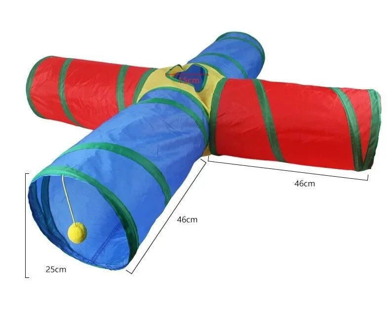 Foldable Cat Tunnel Toy For Interactive Play And Pet Training
