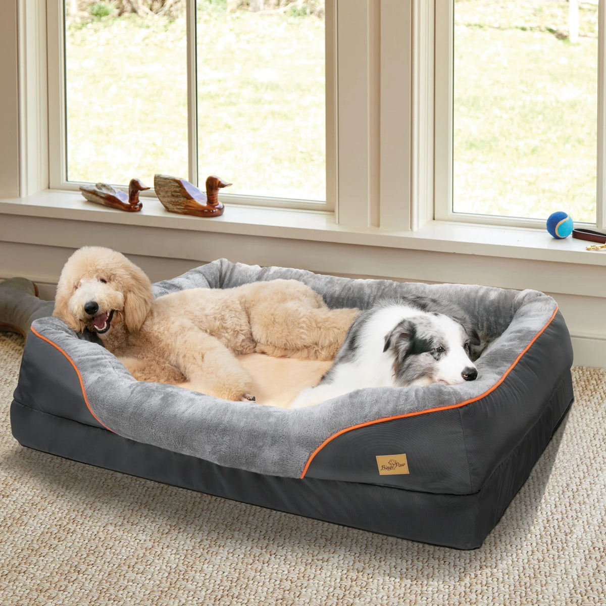 BINGOPAW Removable Washable Waterproof Fleece Dog Bed With Foam Support