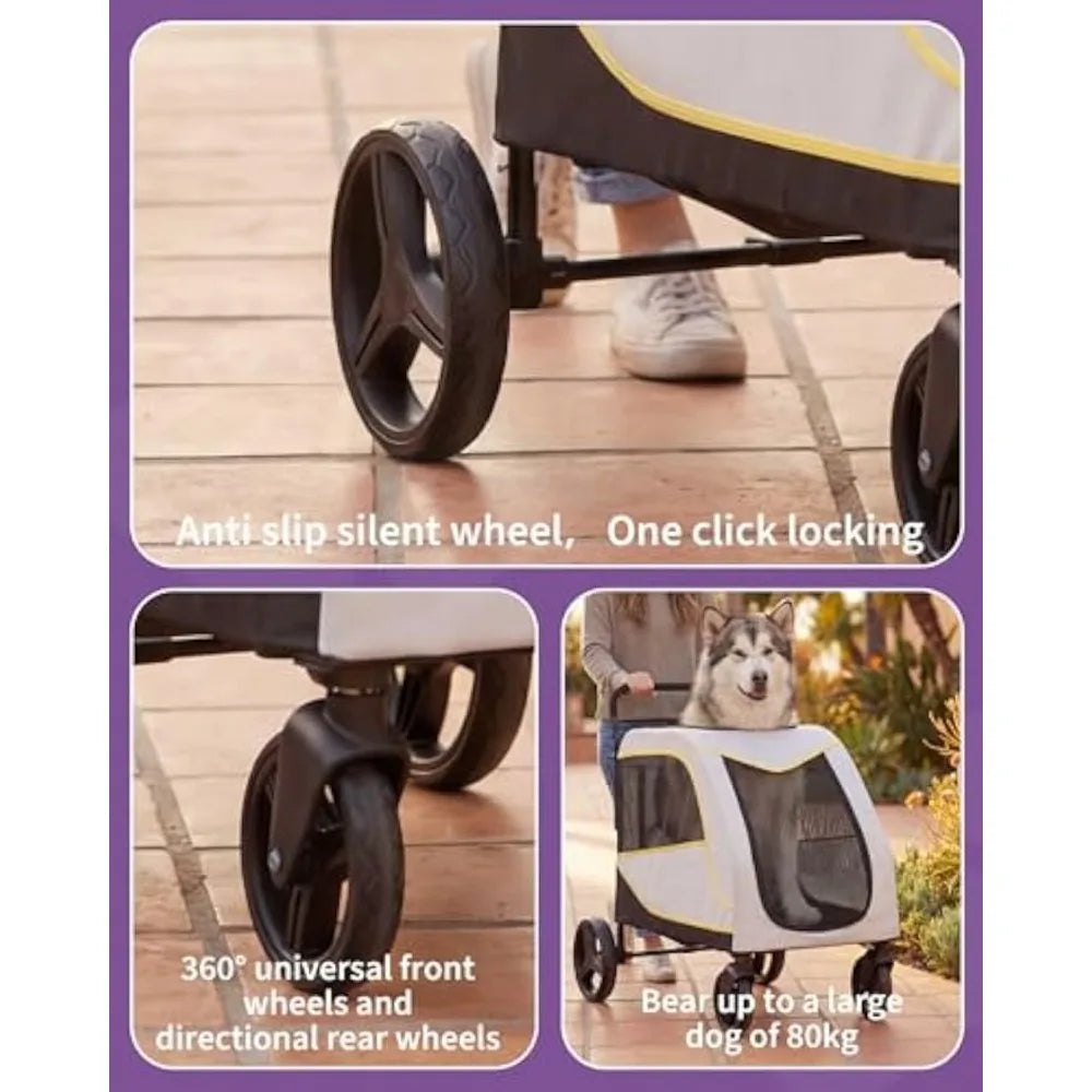 Garvee Portable Foldable Pet Stroller for Large Dogs and Cats