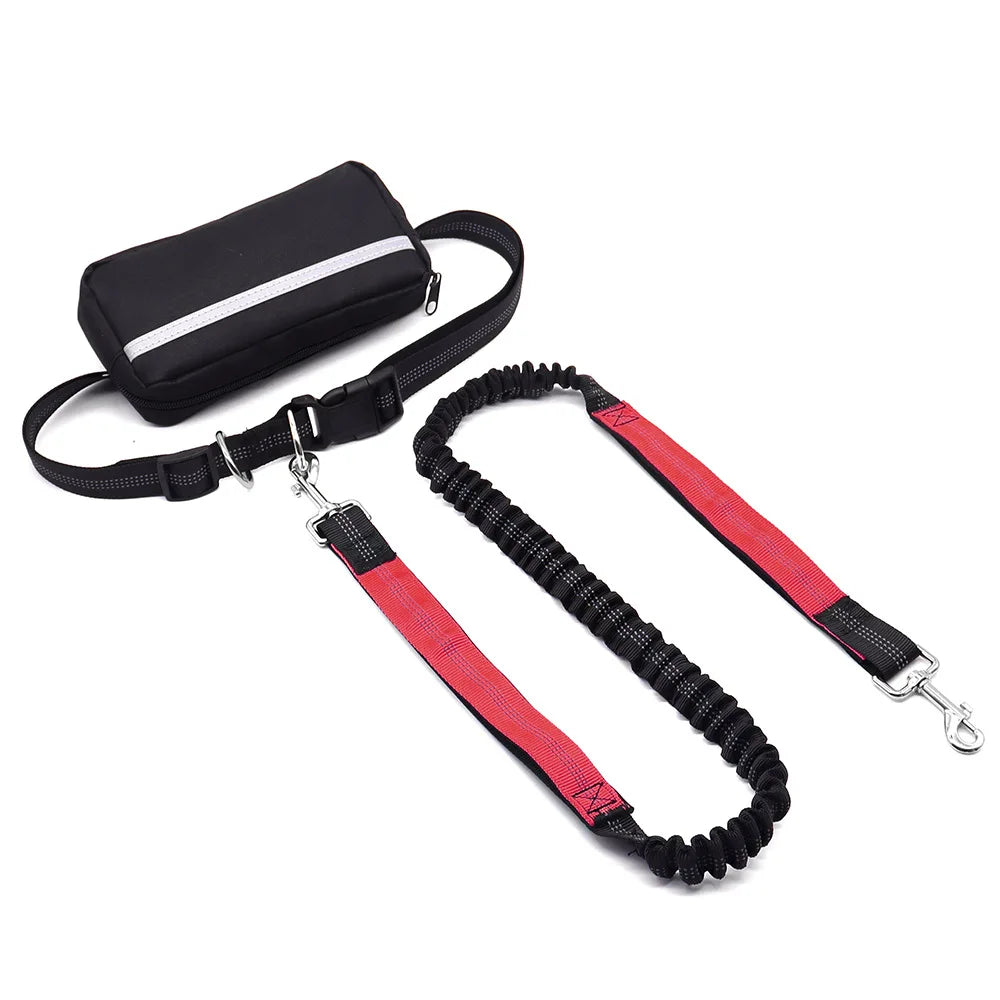 Hands Free Dog Leash With Waist Belt And Reflective Handles