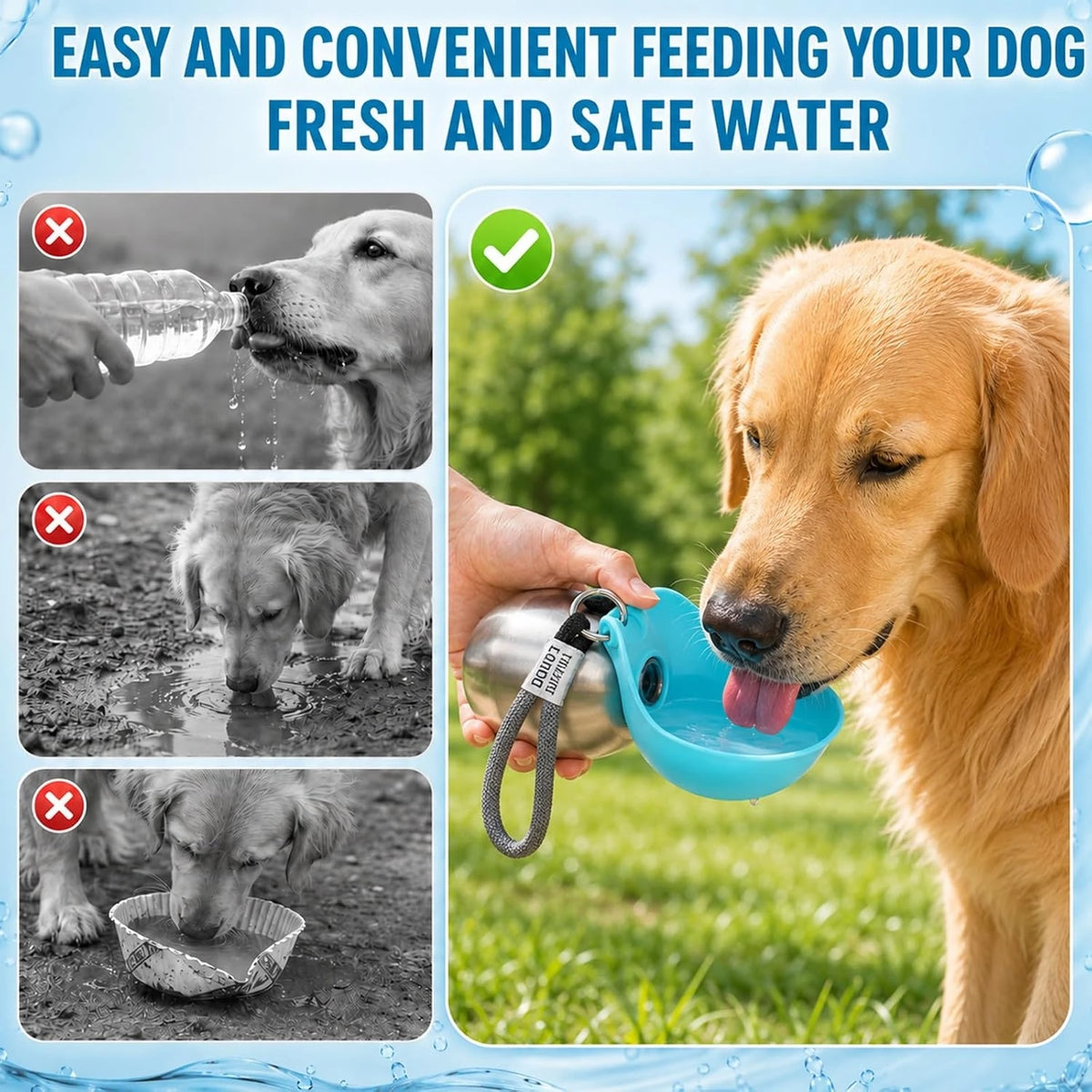 Leak Proof Pet Travel Water Bottle With Foldable Bowl