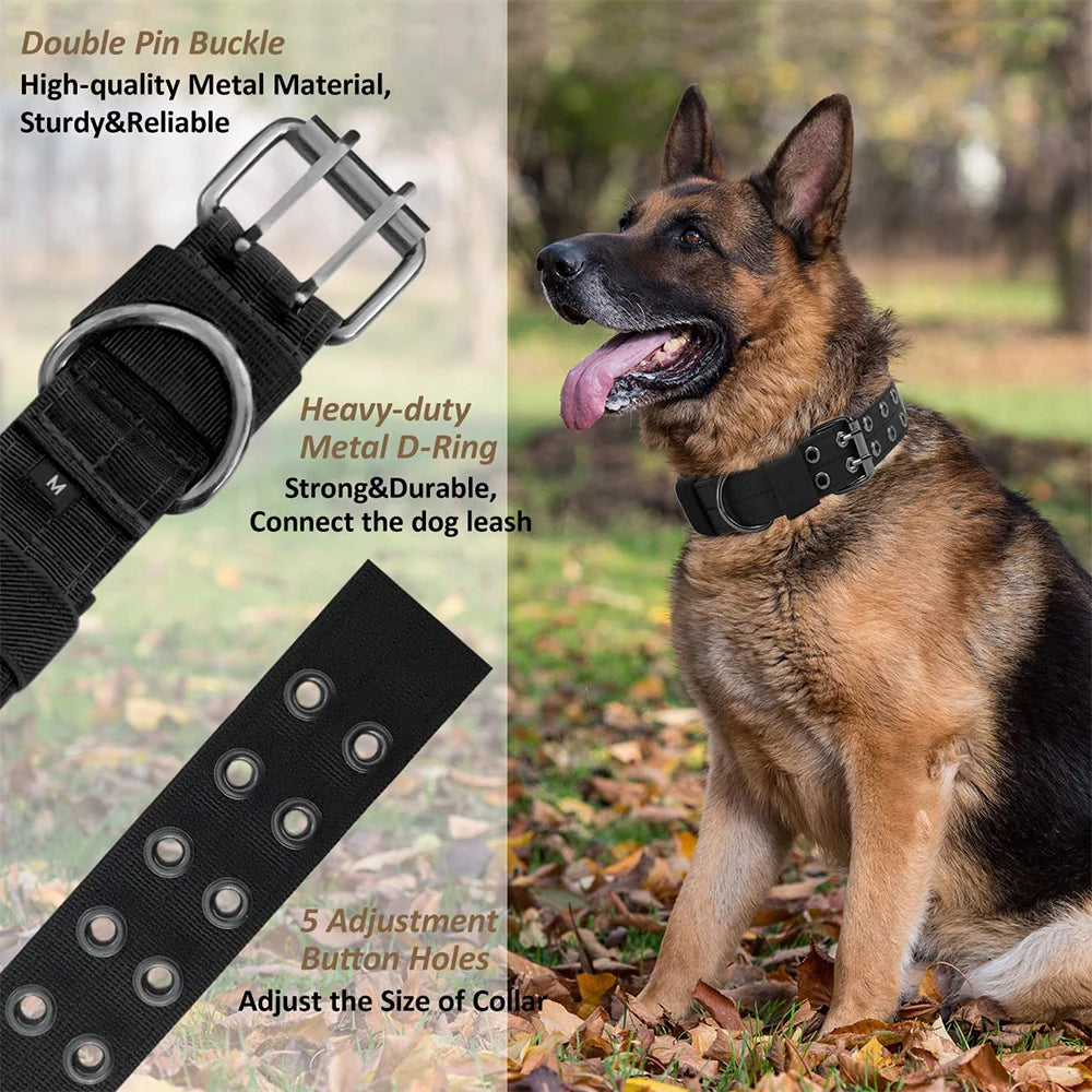 Durable Nylon Tactical Dog Collar For Training And Outdoor Walking