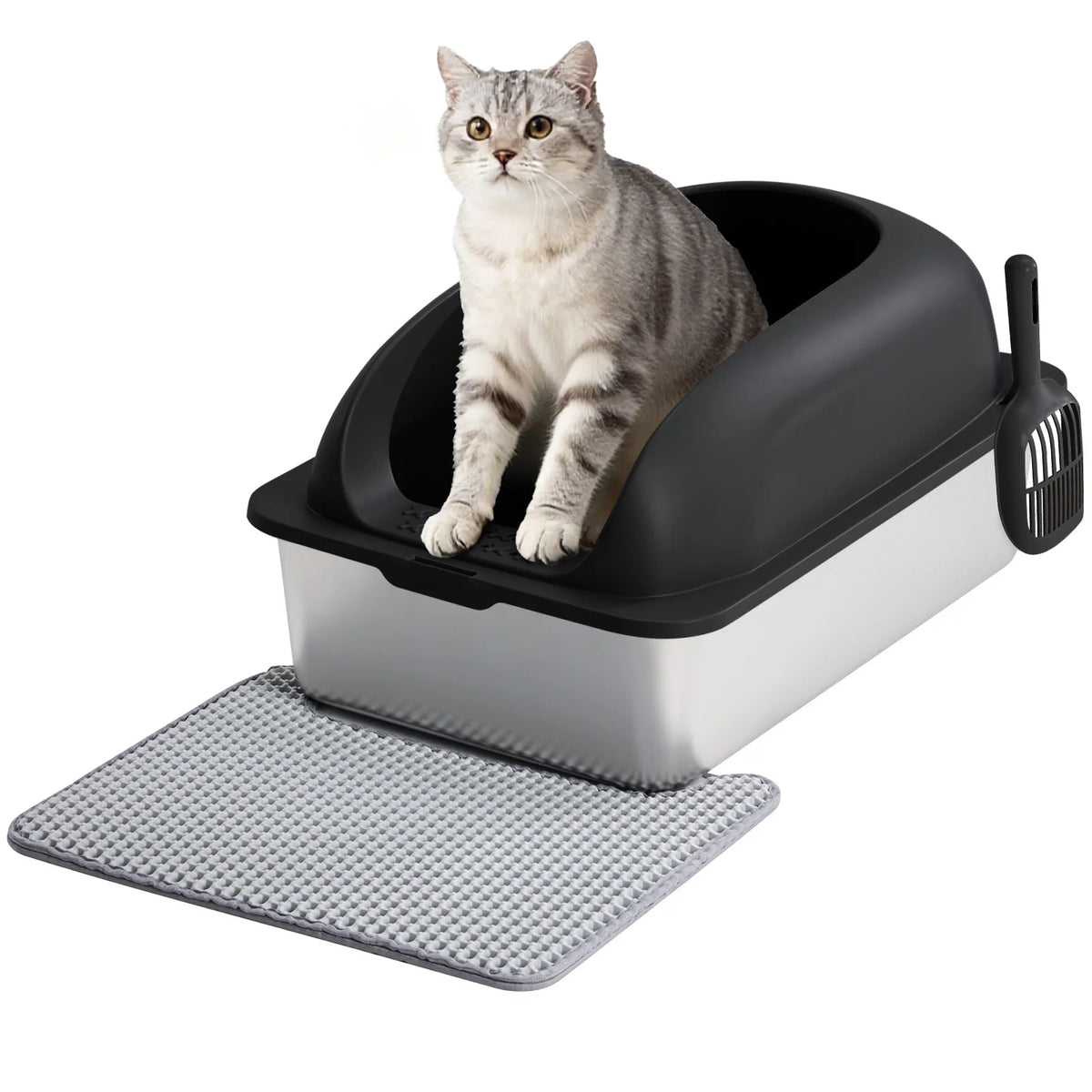 Stainless Steel Cat Litter Box With Lid Semi Closed