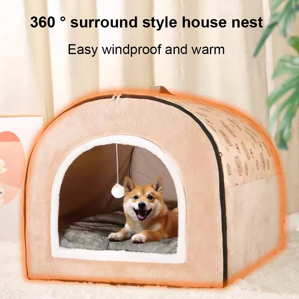 Comfortable Washable Velvet Pet Cave House for Cats and Dogs