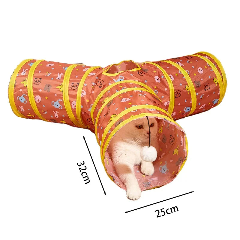 Foldable Cat Tunnel Toy For Interactive Play And Pet Training