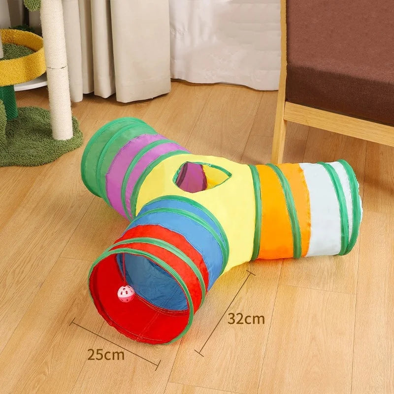 Foldable Cat Tunnel Toy For Interactive Play And Pet Training