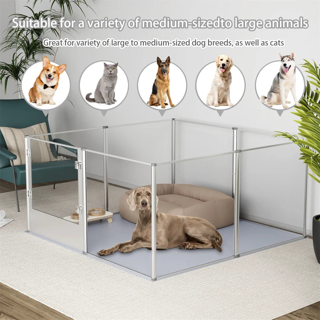 Bingopaw Clear Acrylic Pet Playpen With Waterproof Pad For Small Pets