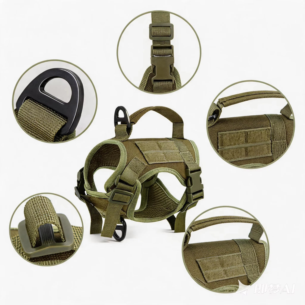 Adjustable Tactical Cat Harness With Leash And Top Carry Handle
