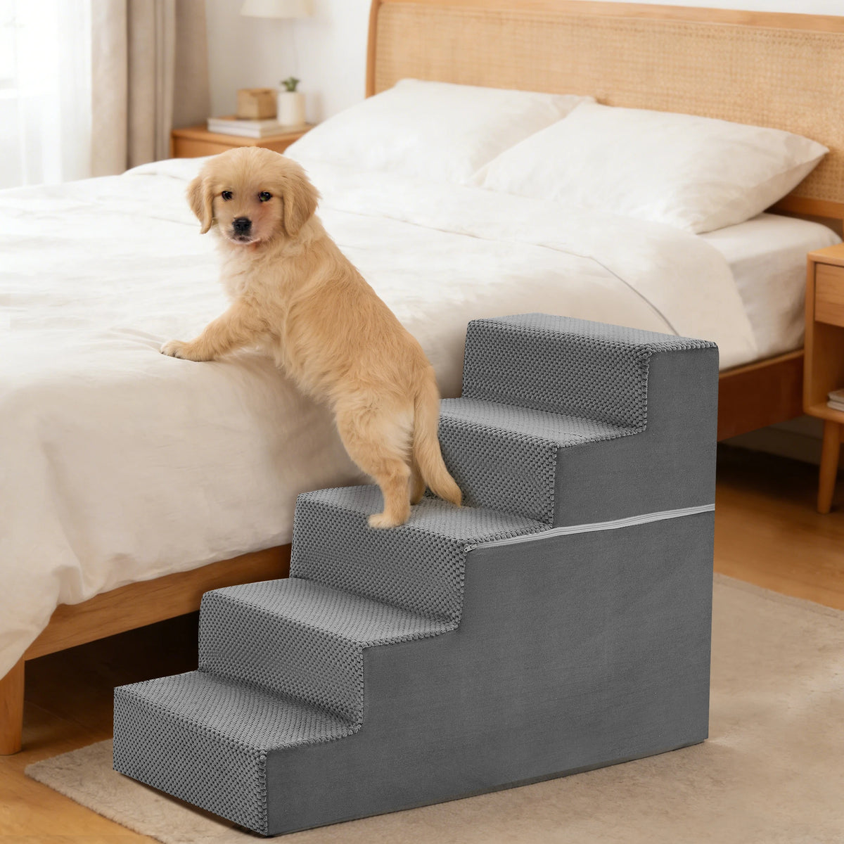 Heavy Duty Curved Foam Dog Stairs Ramp For Indoor Pets
