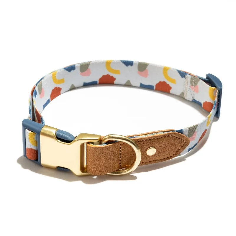 Adjustable Fashion Dog Collar With Abstract Shapes Print