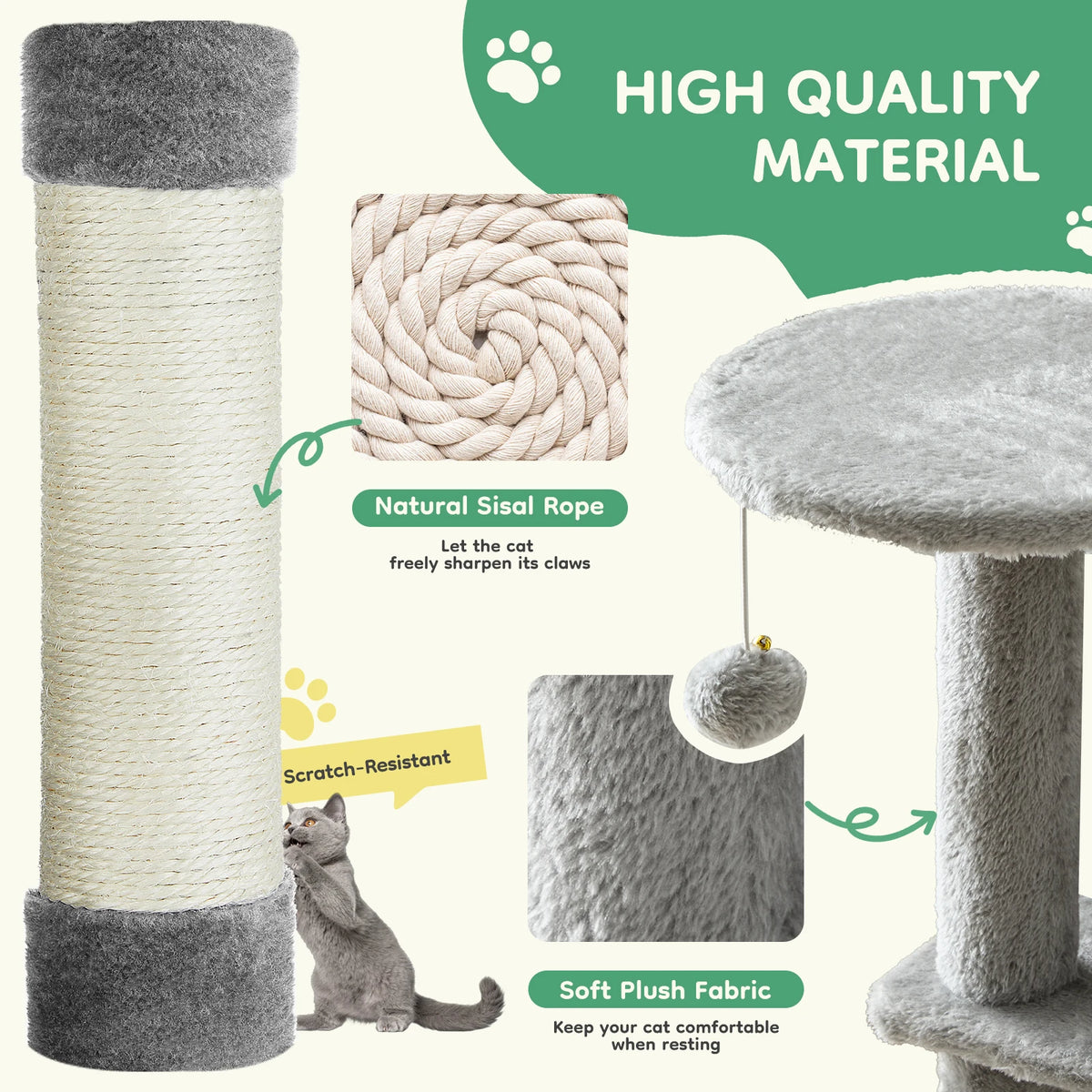 JHK Multi Level Cat Tree With Scratching Posts And House