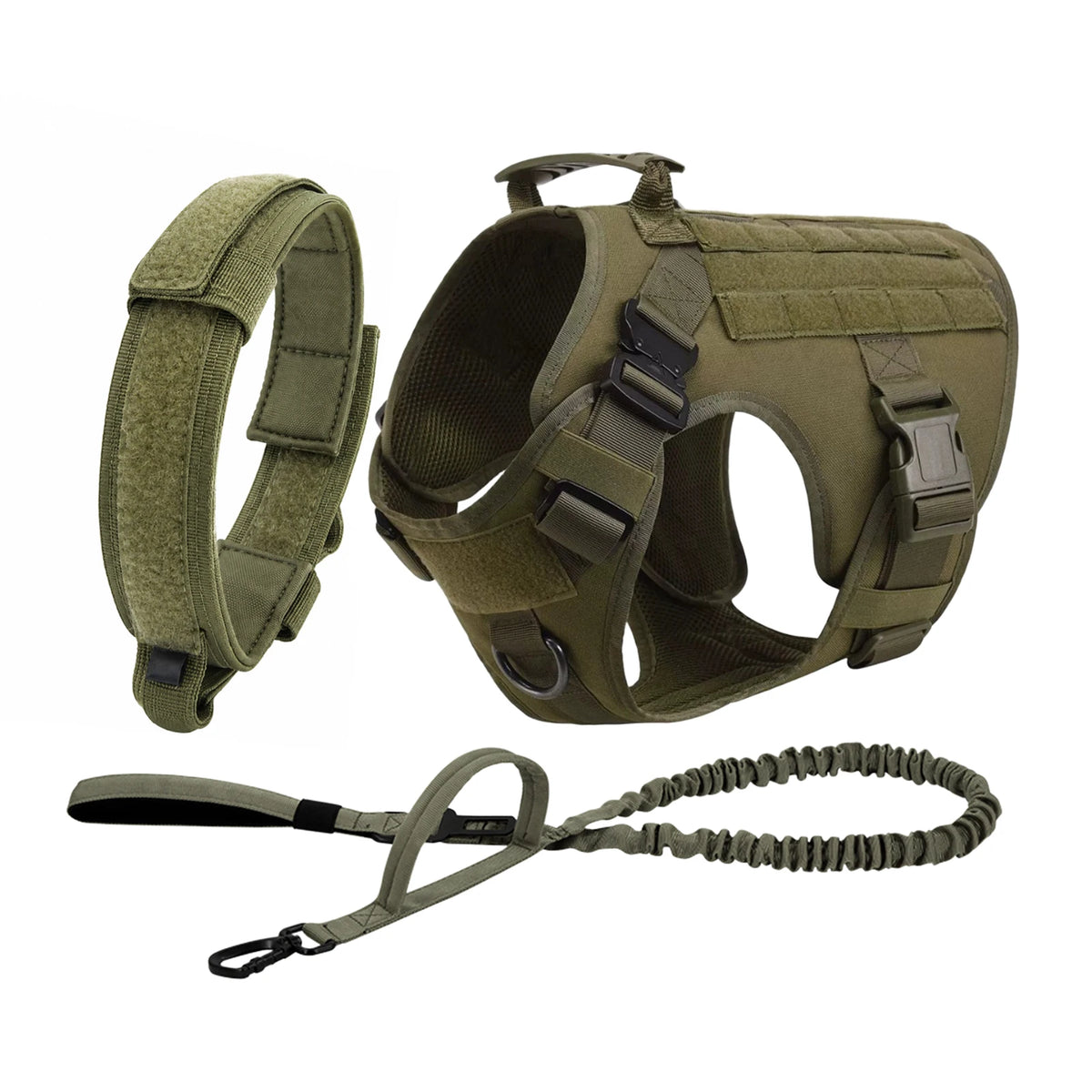 PETRAVEL Tactical Dog Harness Collar And Leash With Molle Pouches