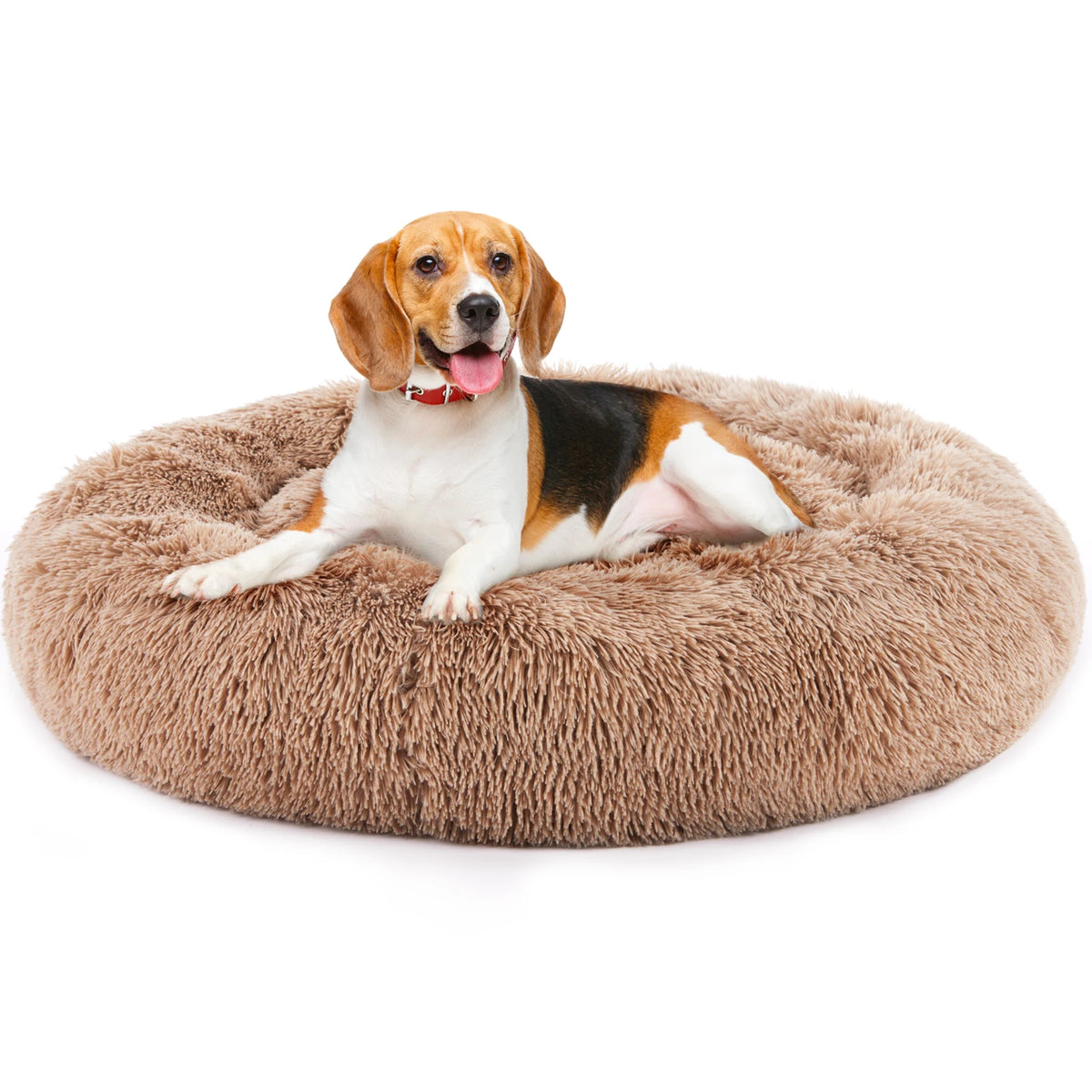 JHK Washable Round Plush Dog Bed Coral Fleece Comfort Cushion