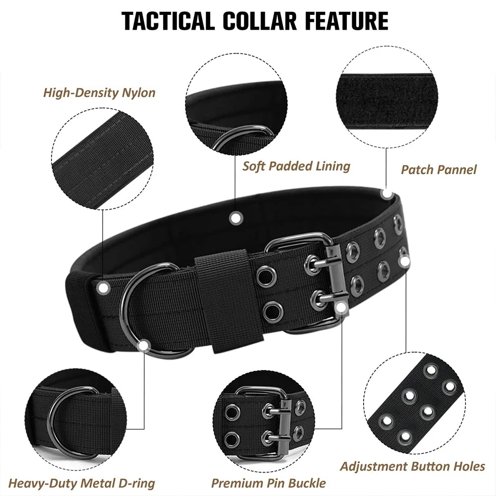 Durable Nylon Tactical Dog Collar For Training And Outdoor Walking