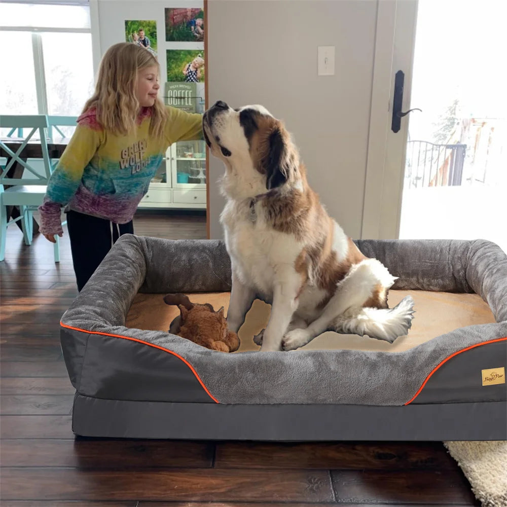 BORWART Orthopedic Memory Foam Dog Bed With Removable Waterproof Cover