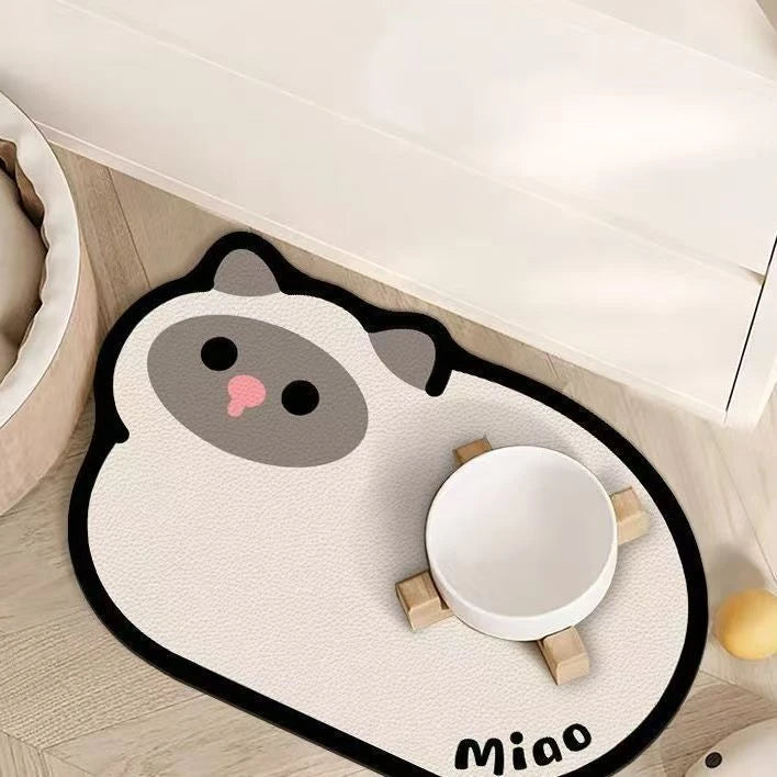 Cat Face Pet Feeding Mat Waterproof Anti Spill Non Slip