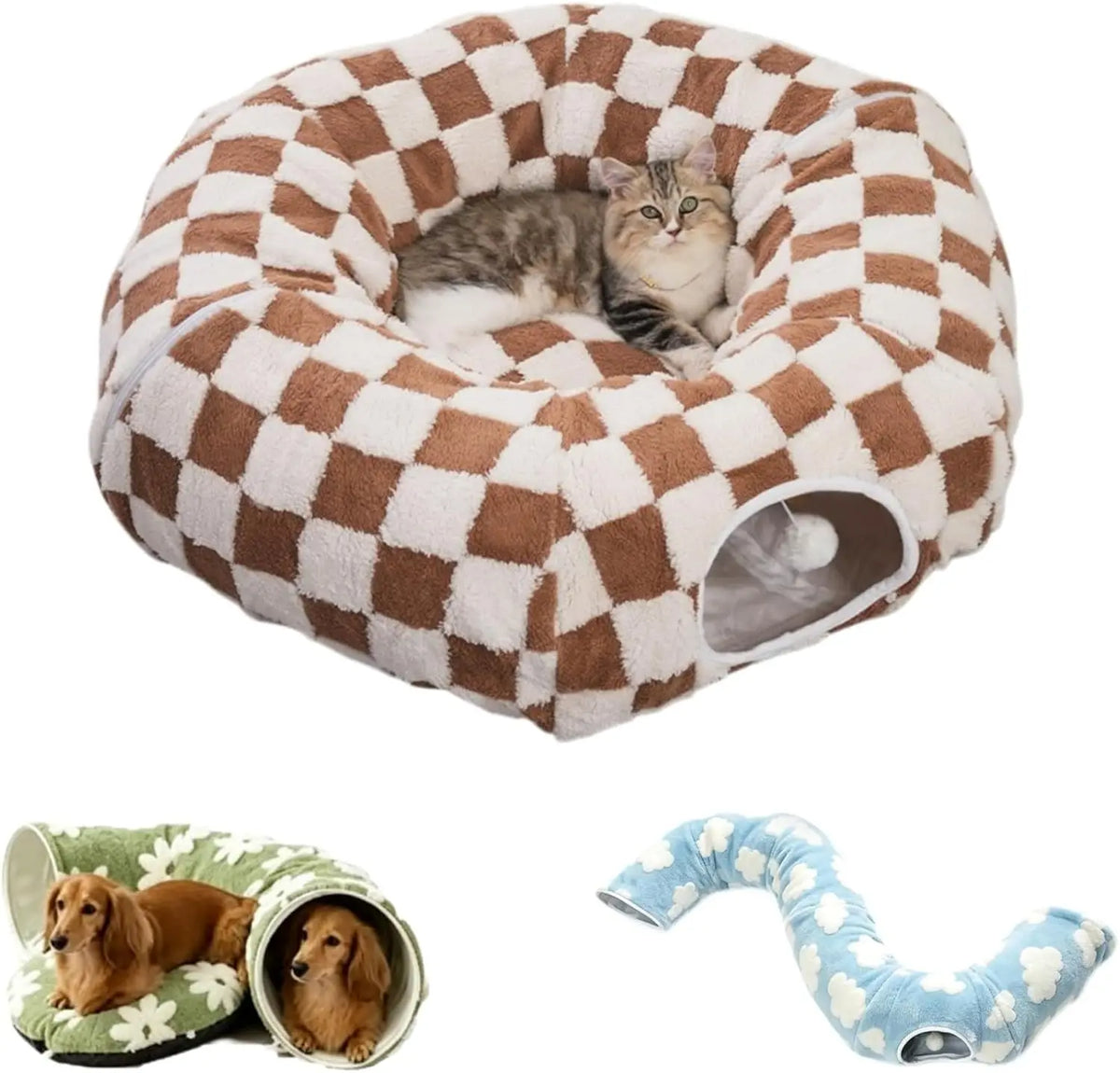 Dachshund Tunnel Bed With Plush Foldable Comfort For Dogs