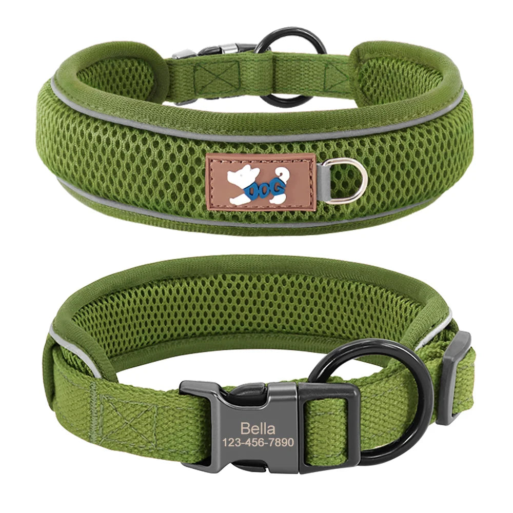 Personalized Breathable Reflective Dog Collar With Free Engraving