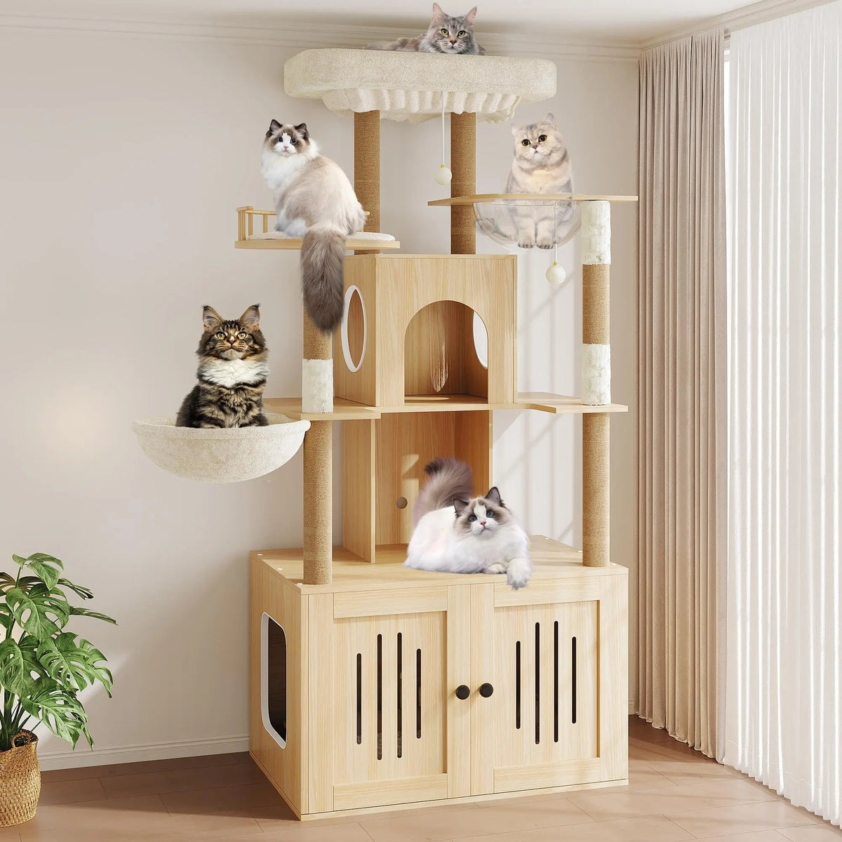 Studyset Multi Level Cat Tree With Hidden Litter Box Enclosure