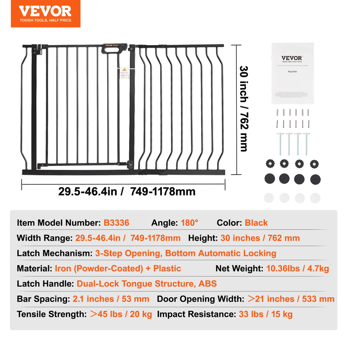 SucceBuy Pressure Mount Baby Dog Gate With Easy Step Walk Through