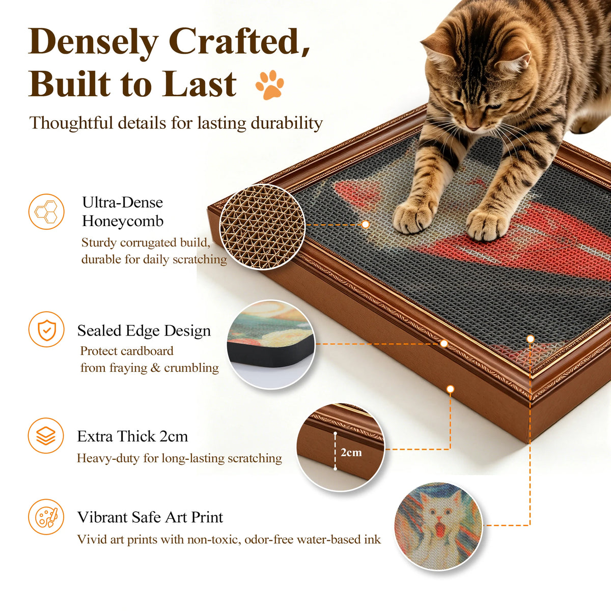 PAWZ Road Cardboard Cat Wall Scratcher With Adhesive Strips