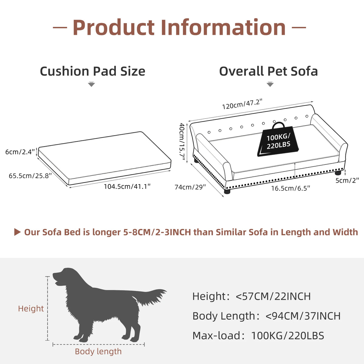 BINGOPAW Elevated Dog Sofa Bed With Waterproof Removable Cushion