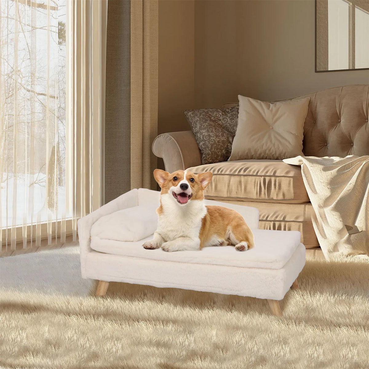 BINGOPAW Elevated Nordic Pet Bed With Cozy Waterproof Cushion
