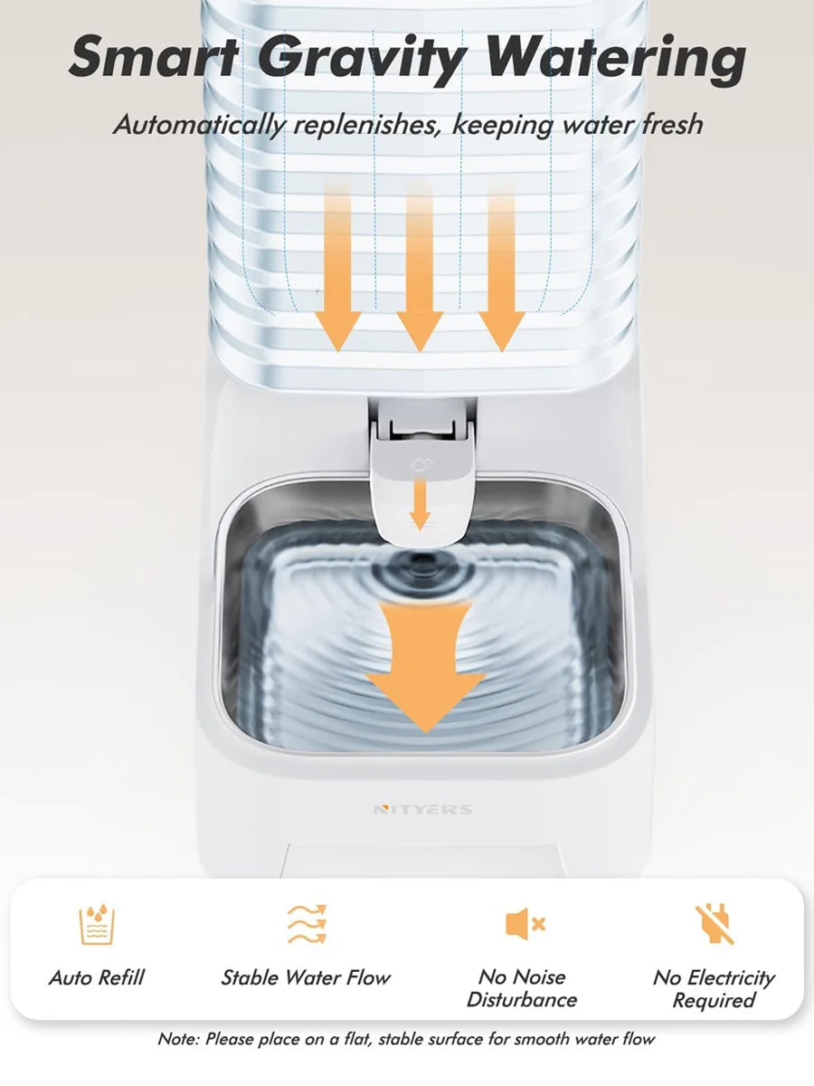 NITYERS Gravity Pet Water Dispenser With Stainless Steel Tray
