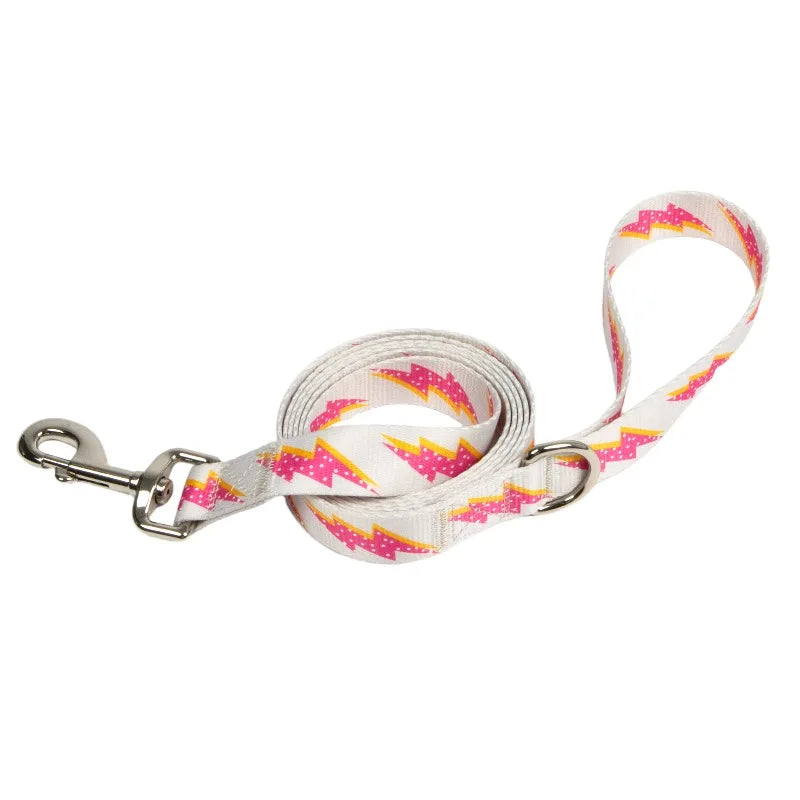 Durable Polyester Lightning Bolt Standard Dog Leash for Daily Walks