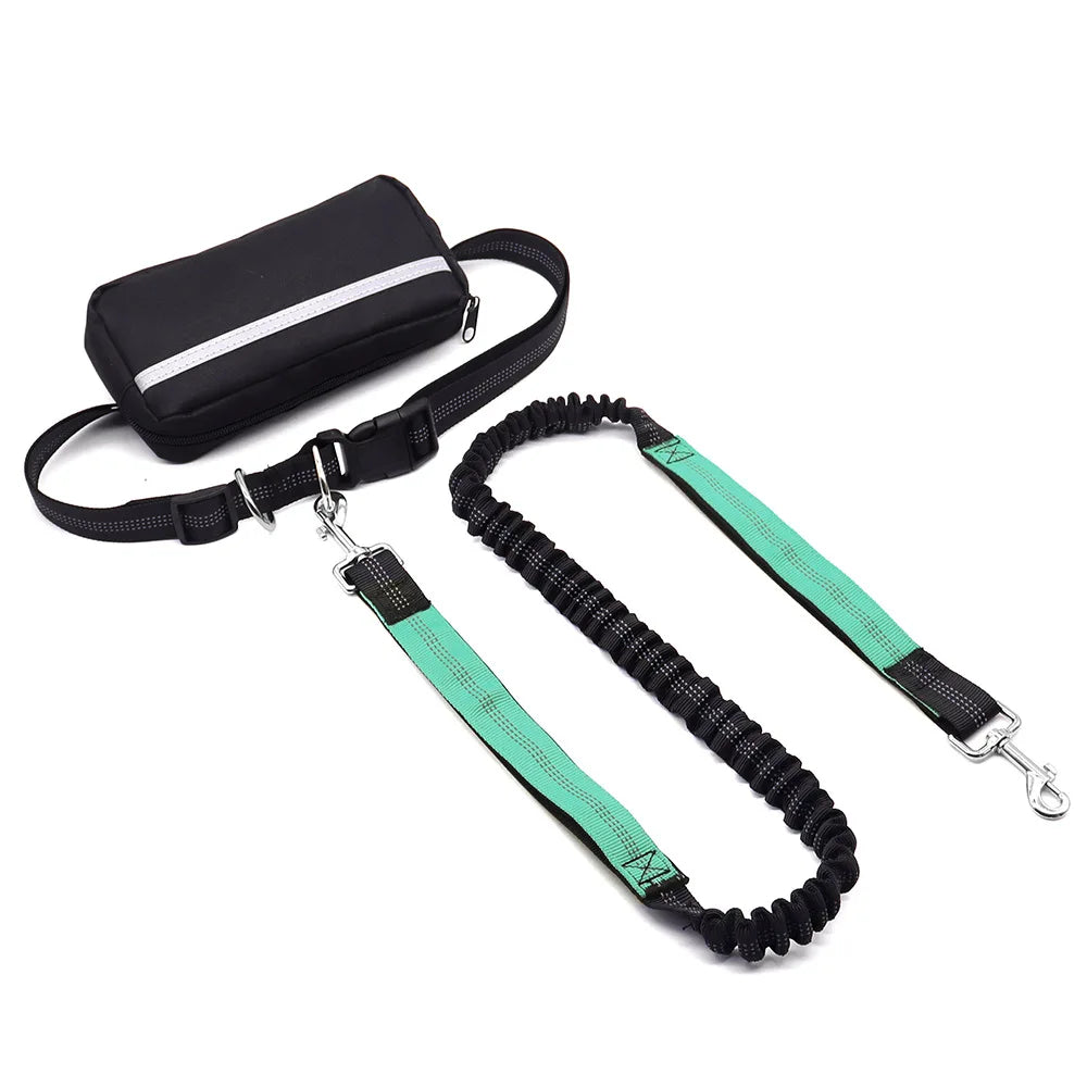 Hands Free Dog Leash With Waist Belt And Reflective Handles