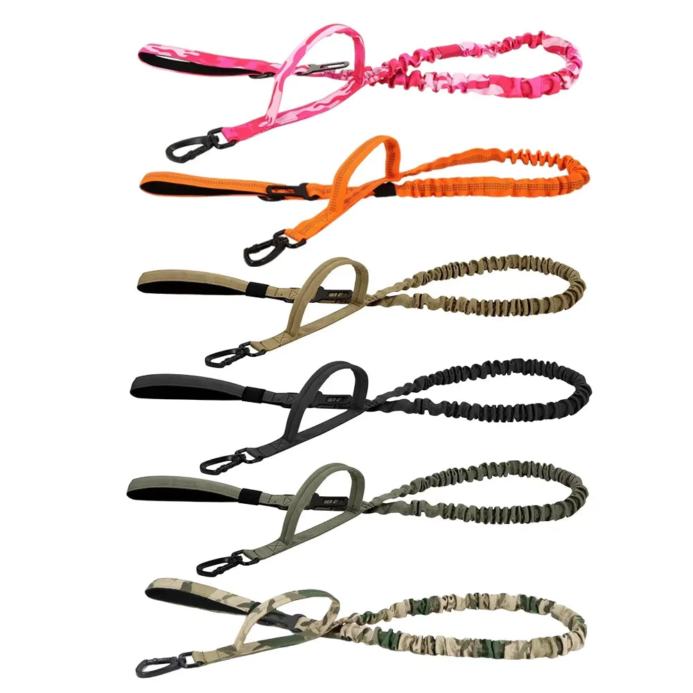Adjustable Tactical Dog Leash With Quick Release Dual Handle Nylon Rope