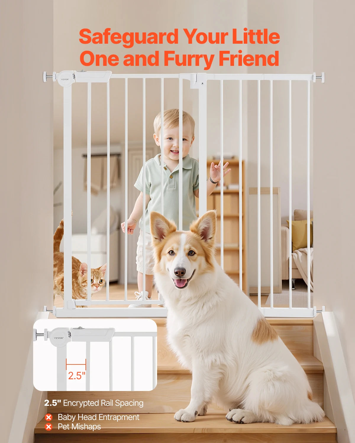 SucceBuy Pressure Mount Baby Dog Gate With Easy Step Walk Through