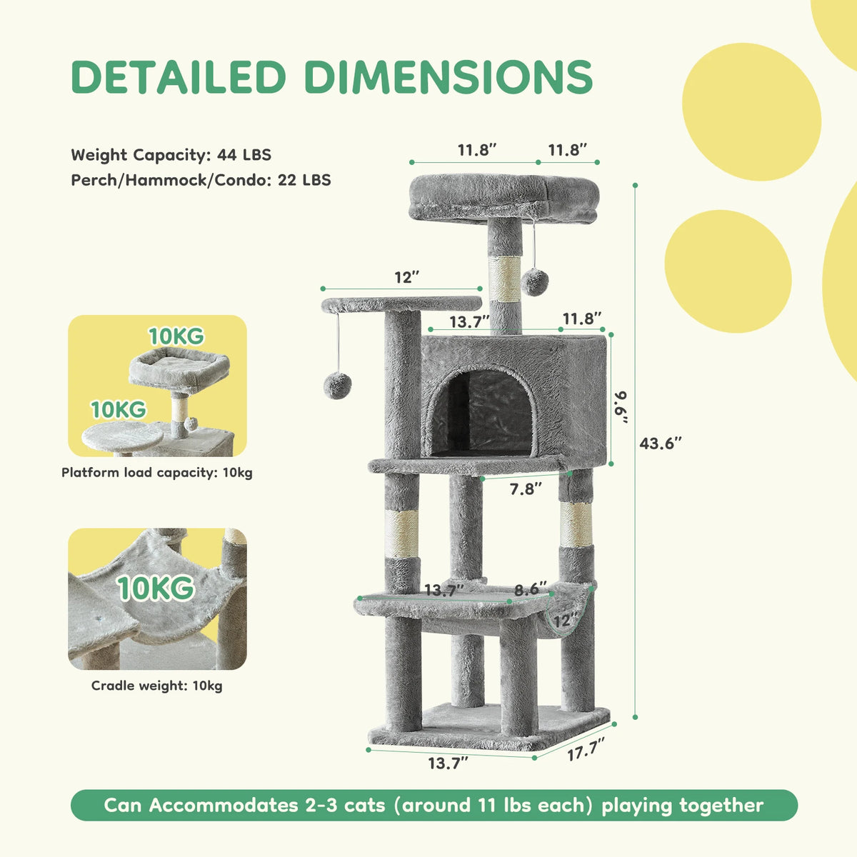 JHK Multi Level Cat Tree With Scratching Posts And House