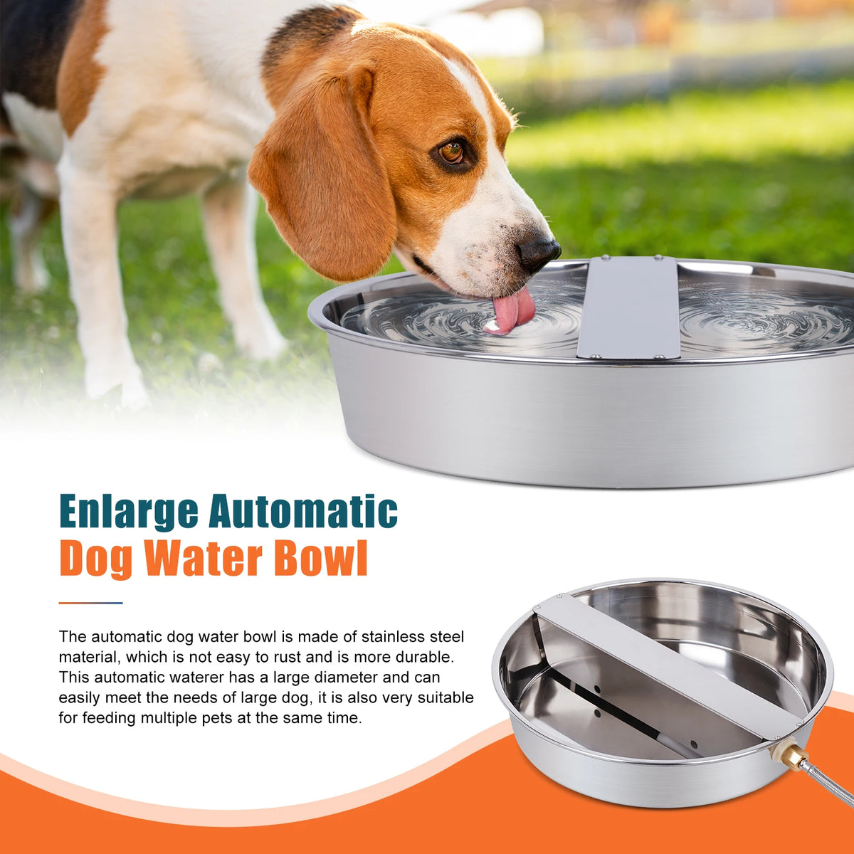 Stainless Steel Automatic Dog Water Feeder Dispenser Bowl