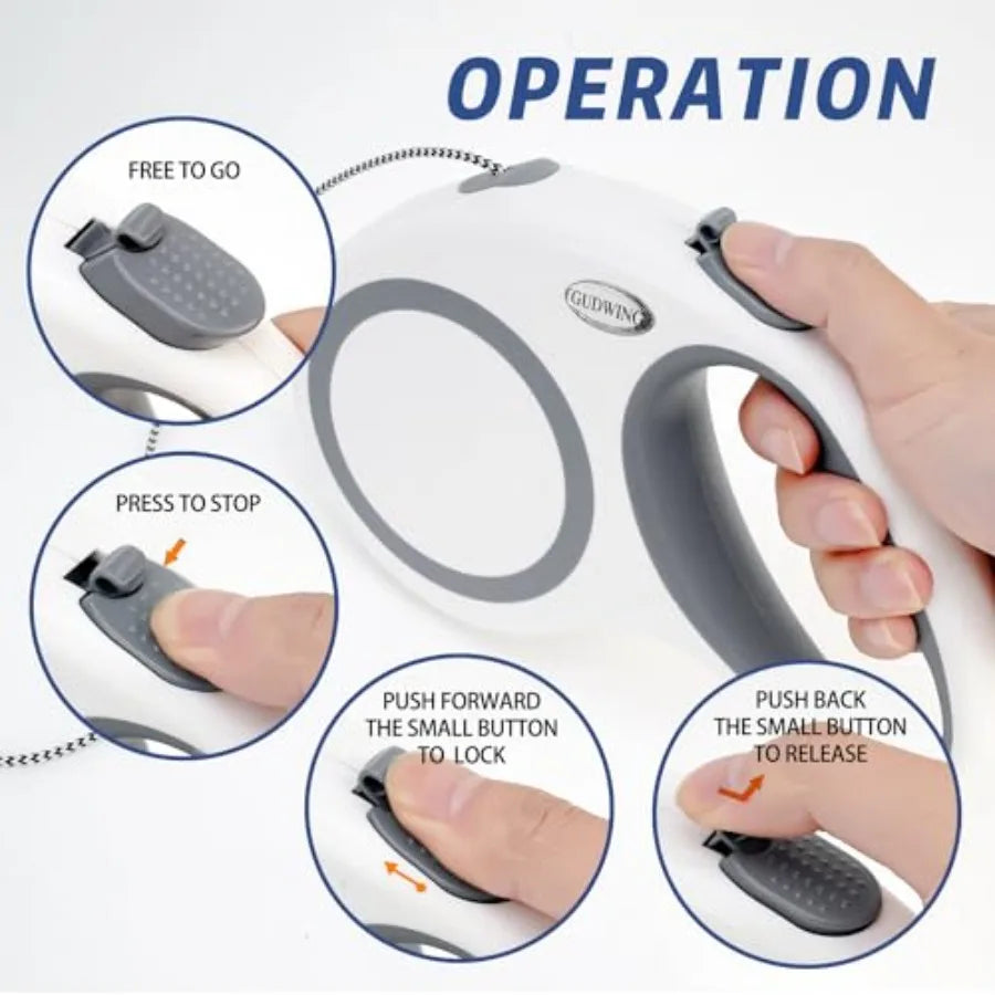 Retractable Dog Leash With Tangle-Free Heavy Duty Walking Design