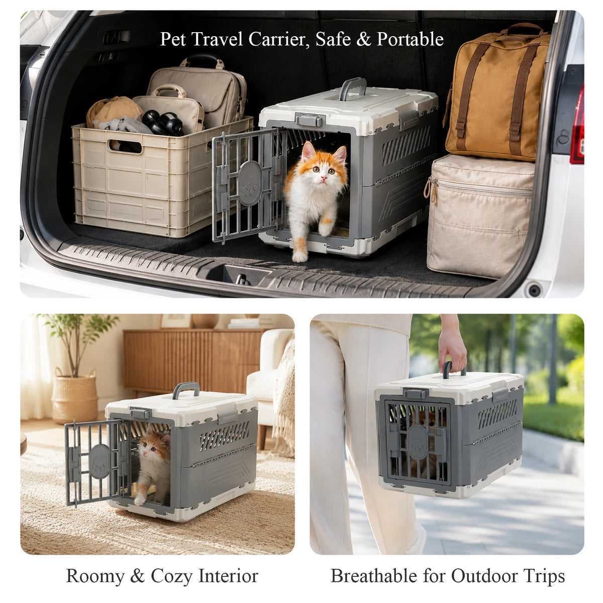 PAWZ Road Foldable Pet Carrier With Secure Lock Gate