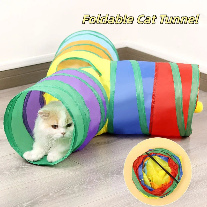Foldable Cat Tunnel Toy For Interactive Play And Pet Training