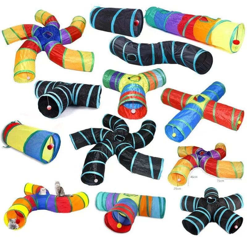 Foldable Cat Tunnel Toy For Interactive Play And Pet Training