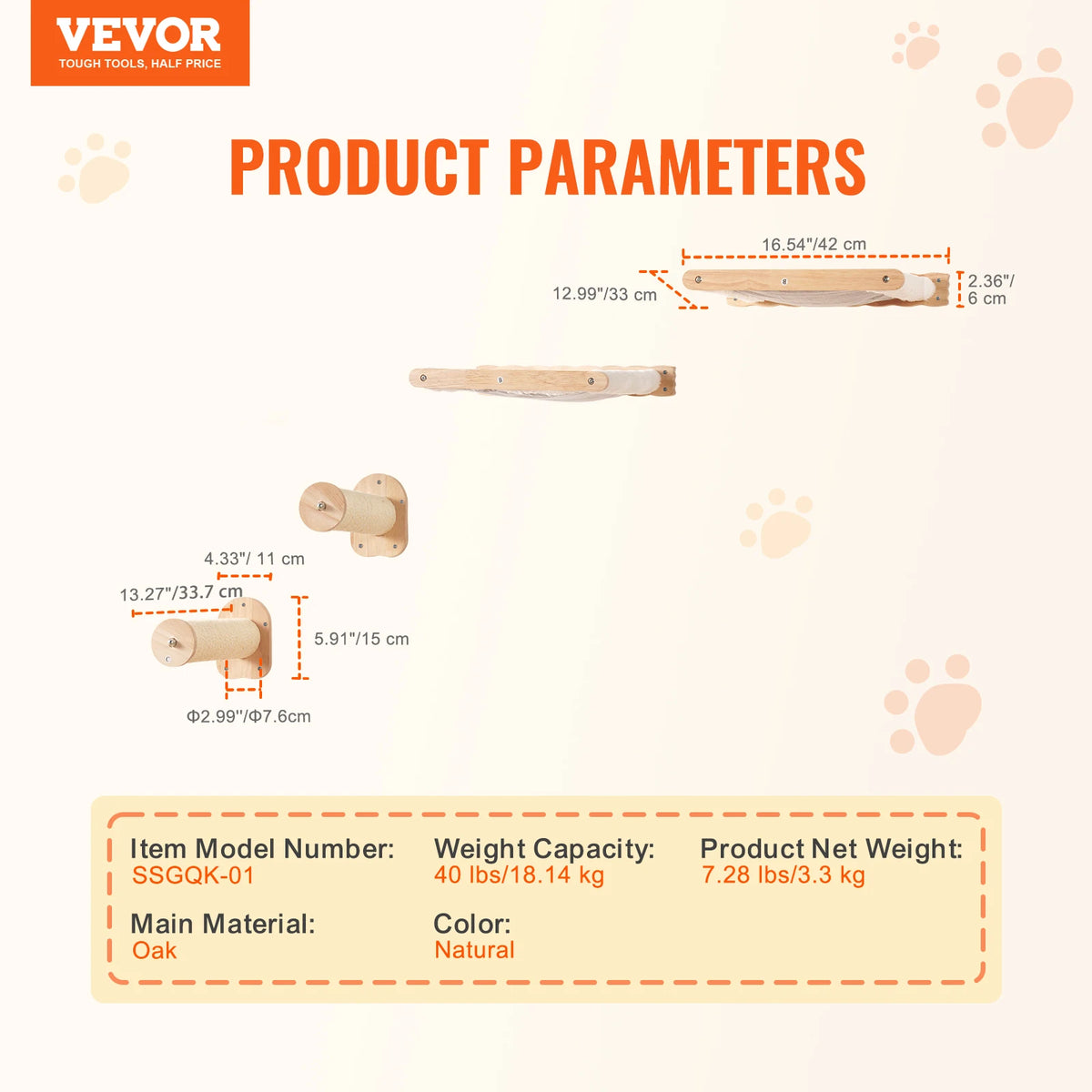 SucceBuy Wall Mounted Cat Shelves With Hammock And Jumping Perches