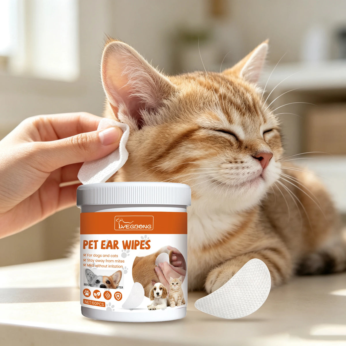 Yegbong Gentle Ear Cleaning Wipes For Dogs And Cats